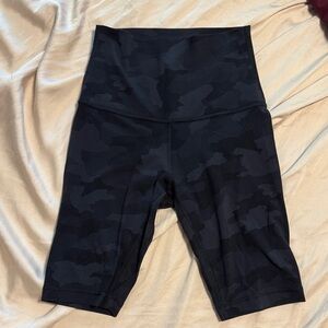 Lululemon Black Camo High-Waisted Biker Shorts